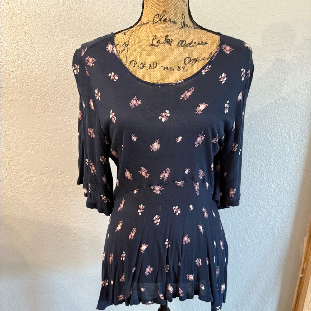 Lucky Brand Blue and Pink Blouse